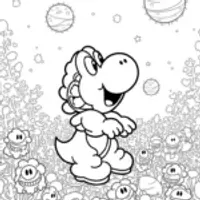 Yoshi in an alien garden