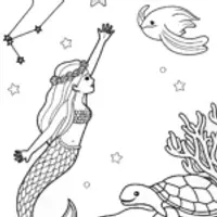 Mermaid exploring the night sky