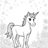 Unicorn in a magical garden