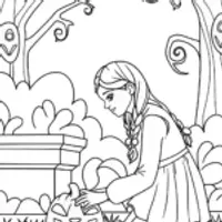 Wednesday Addams in a garden