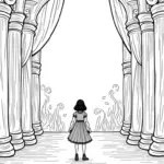Wednesday Addams in an ancient theater