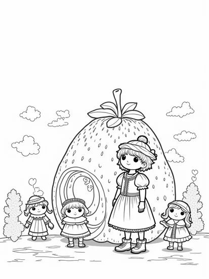 A coloring page of Strawberry Shortcake’s time machine