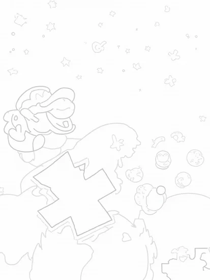 A coloring page of Yoshi’s puzzle adventure
