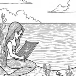 Mermaid weaving a tapestry