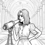 Wednesday Addams in an observatory