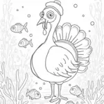 Turkey swimming in an underwater art gallery