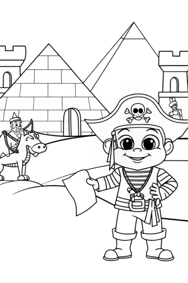 A coloring page of Yoshi on a treasure hunt