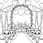 Rabbits in a heart parade