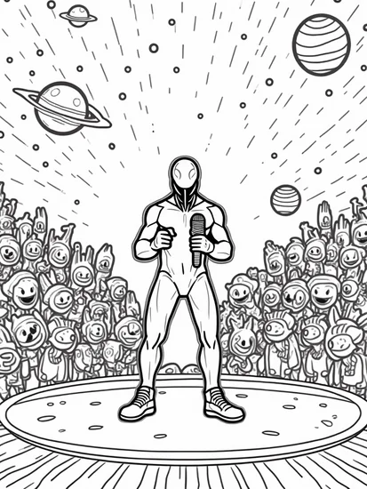 A coloring page of Venom’s cosmic game show