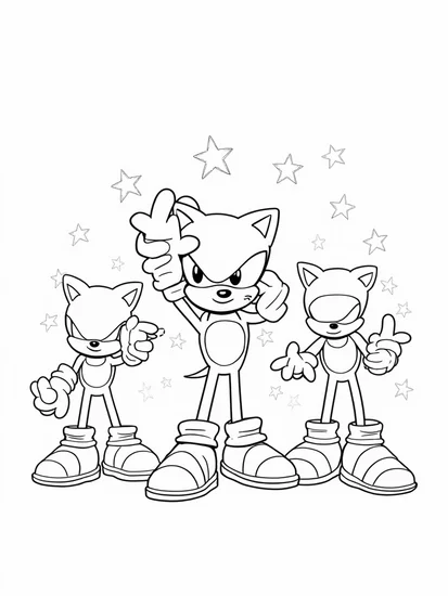 A coloring page of Super Sonic’s workout challenge
