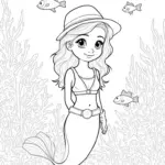 Little mermaid in an underwater garden