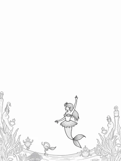 A coloring page of Little mermaid’s ocean ballet
