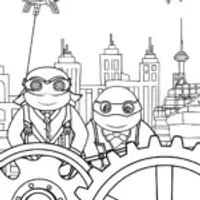 Ninja Turtles in a steampunk city