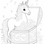 Unicorn exploring a music box