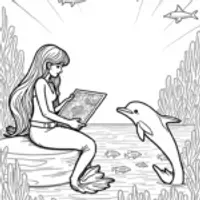 Mermaid cartographer mapping wonders