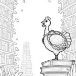 Turkey exploring a fantasy library