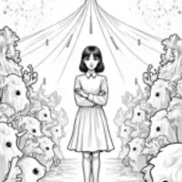 Wednesday Addams in a shadowy circus