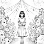 Wednesday Addams in a shadowy circus