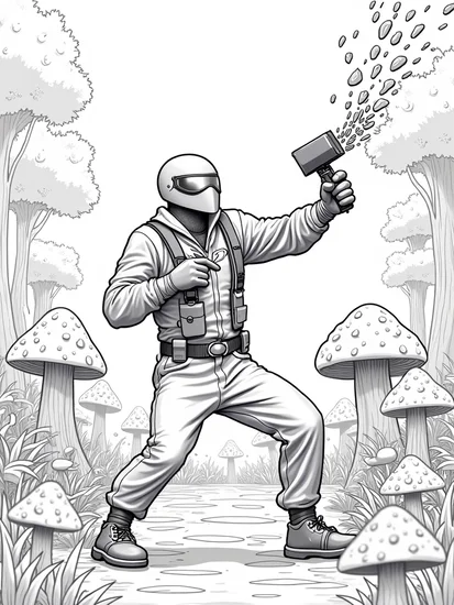 A coloring page of Venom’s playful paintball match