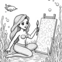 Little mermaid painting underwater