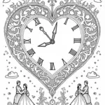 Heart-shaped clock with couples
