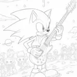 Super Sonic playing a space guitar