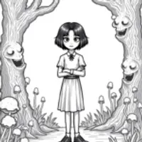 Wednesday Addams in a magical forest