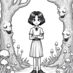 Wednesday Addams in a magical forest