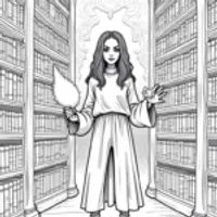 Wednesday Addams in a library