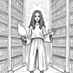 Wednesday Addams in a library