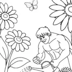 Hulk watering a magical garden