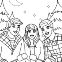 Friends around a campfire