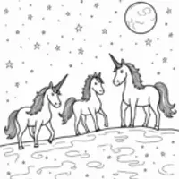 Unicorns navigating a celestial maze