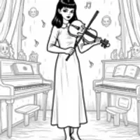 Wednesday Addams in the haunted music room