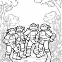 Teenage Mutant Ninja Turtles in a forest