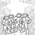 Teenage Mutant Ninja Turtles in a forest
