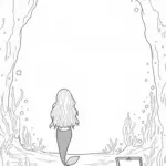 Little mermaid exploring underwater cave