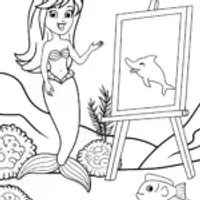 Little mermaid art gallery scene