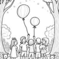 Children at a balloon festival