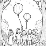 Children at a balloon festival