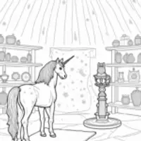 Unicorn crafting a celestial map
