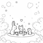 Tea party with rabbit and fox