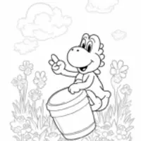 Yoshi playing in a musical meadow