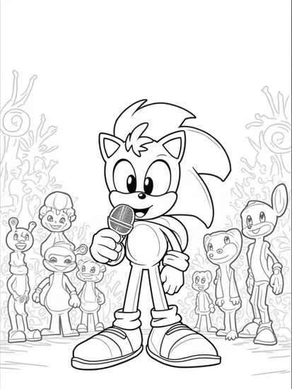A coloring page of Super Sonic’s pet showdown