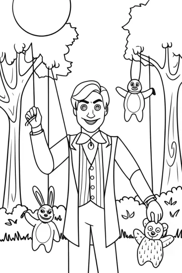 A coloring page of Venom’s shadow puppet theater