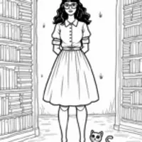 Wednesday Addams as a spooky librarian