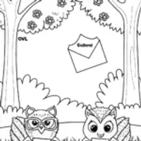 Owl and squirrel love letter exchange