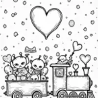 Heart-shaped train in space