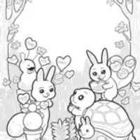 Animals celebrating love in the garden