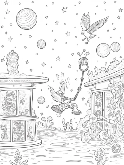 A coloring page of Heroic pet rescue at the zoo